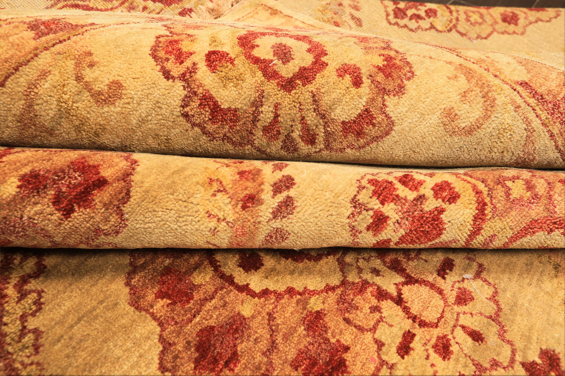 8x10 Gold, Rose, Rust Color Hand Knotted Oushak New Zealand Wool Transitional Oriental Rug