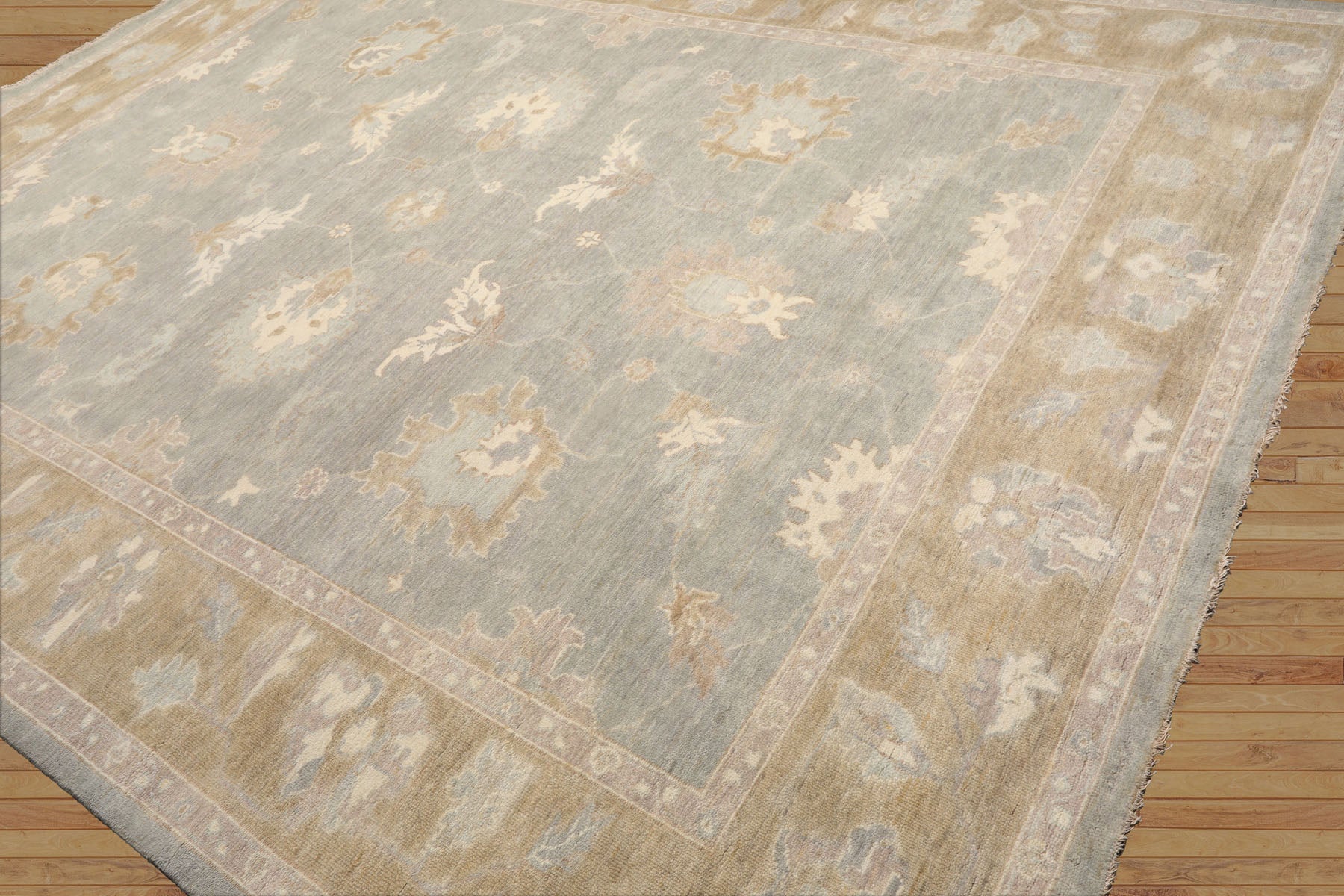 Denver Hand Knotted Gray Oushak Rug LoomBloom Wool Oriental Stone Wash Design