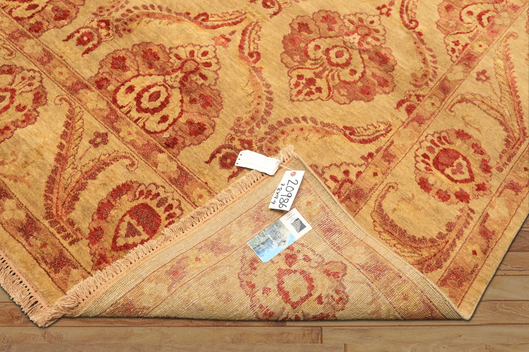 8x10 Gold, Rose, Rust Color Hand Knotted Oushak New Zealand Wool Transitional Oriental Rug