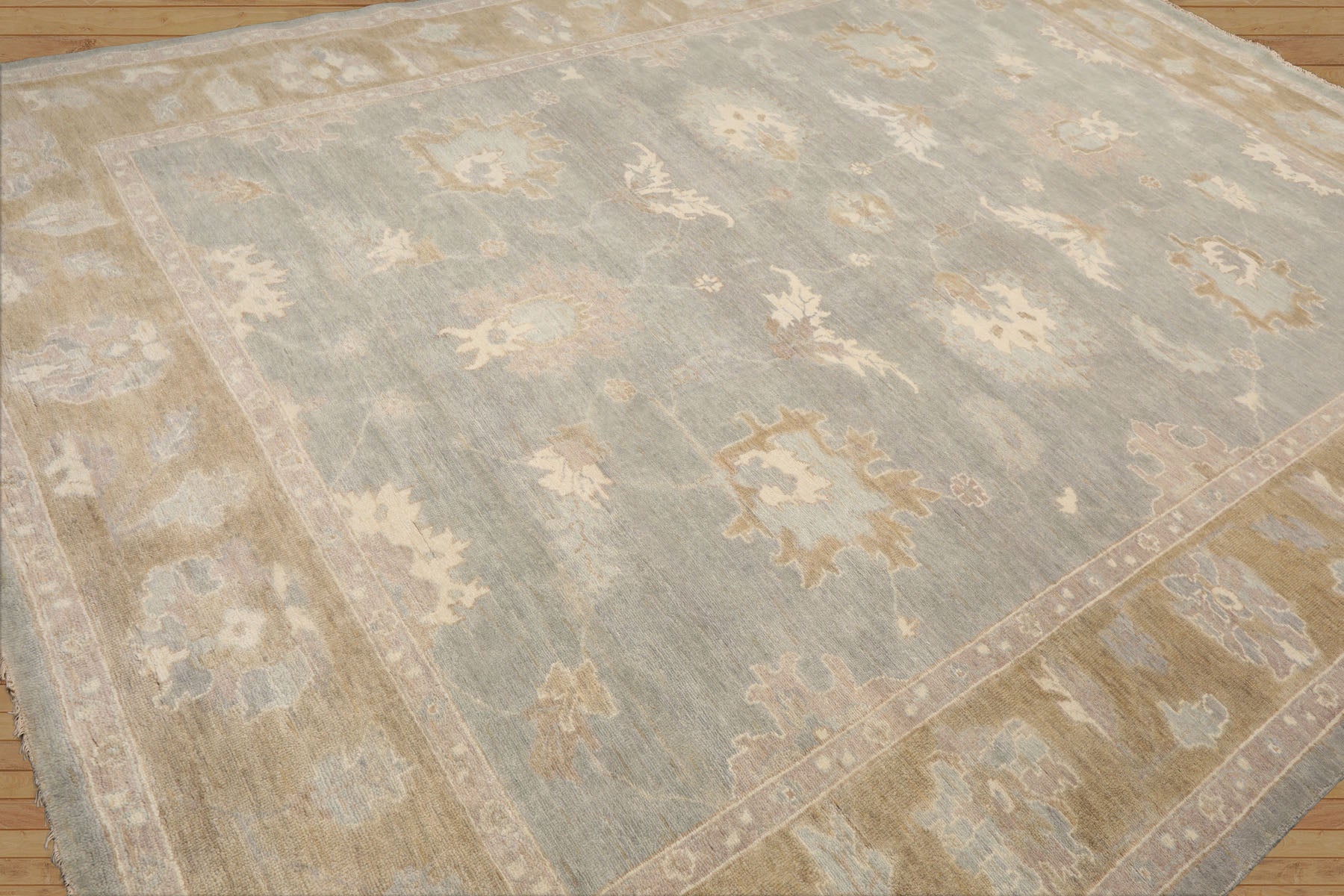 Denver Hand Knotted Gray Oushak Rug LoomBloom Wool Oriental Stone Wash Design