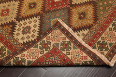 6x9 Beige, Rust, Sage Color Hand Knotted All-Over 100% Wool Traditional Oriental Rug
