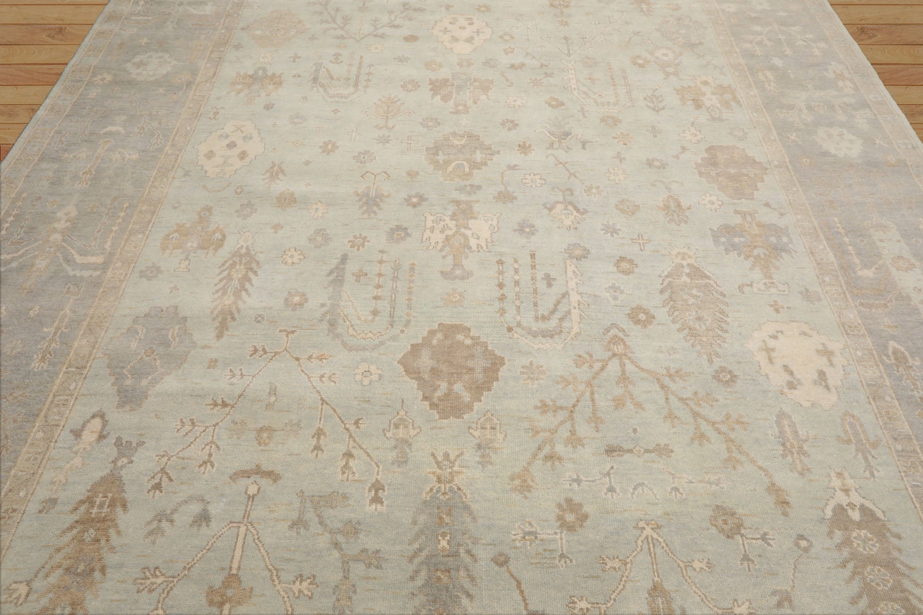 Statesville Hand Knotted Mint Oushak Rug LoomBloom Wool Oriental Stone Wash Design