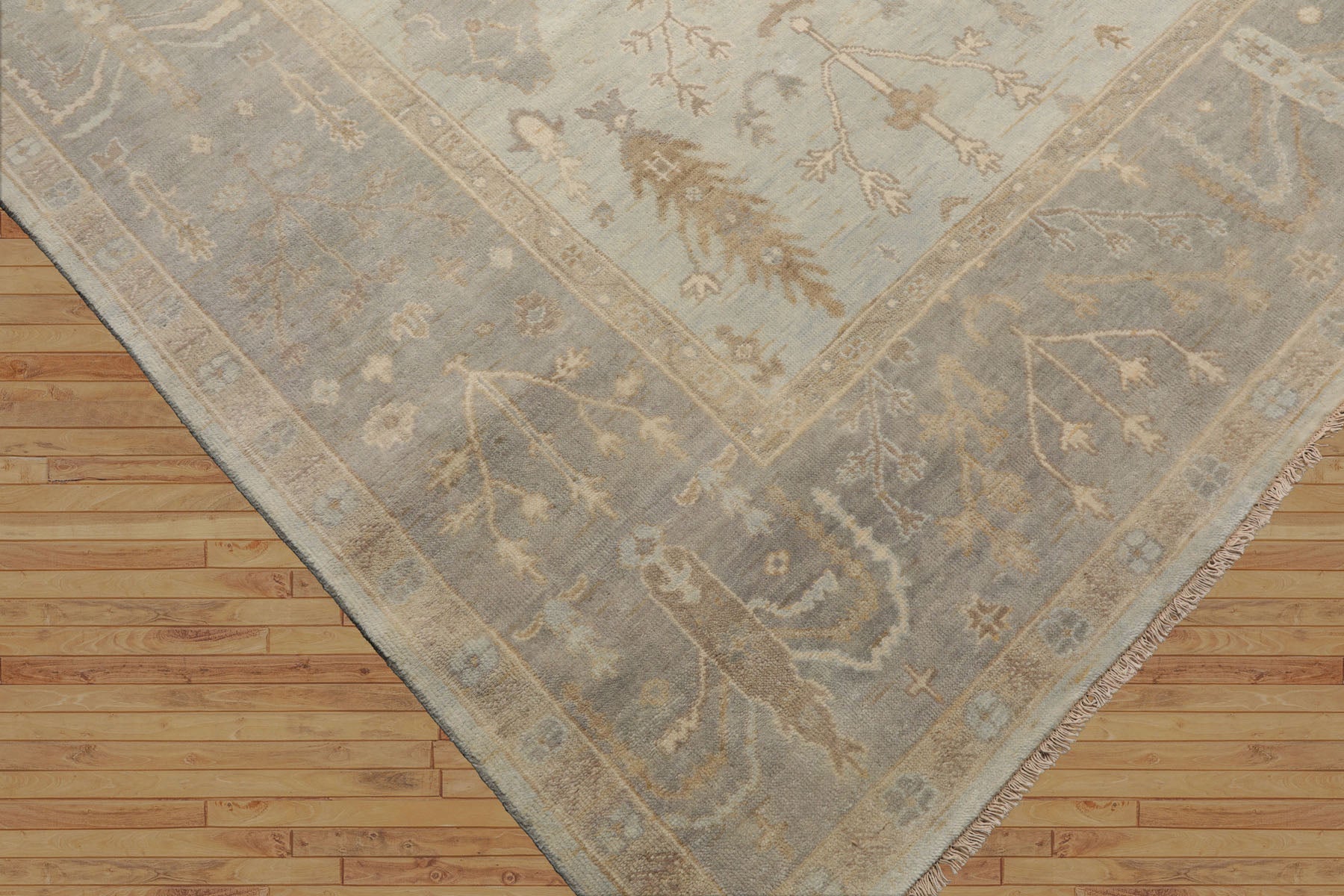 Statesville Hand Knotted Mint Oushak Rug LoomBloom Wool Oriental Stone Wash Design