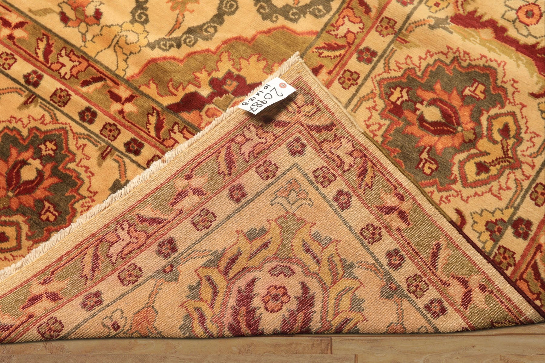 10x14 Beige, Lime, Peach Color Hand Knotted Oushak Wool Traditional Oriental Rug