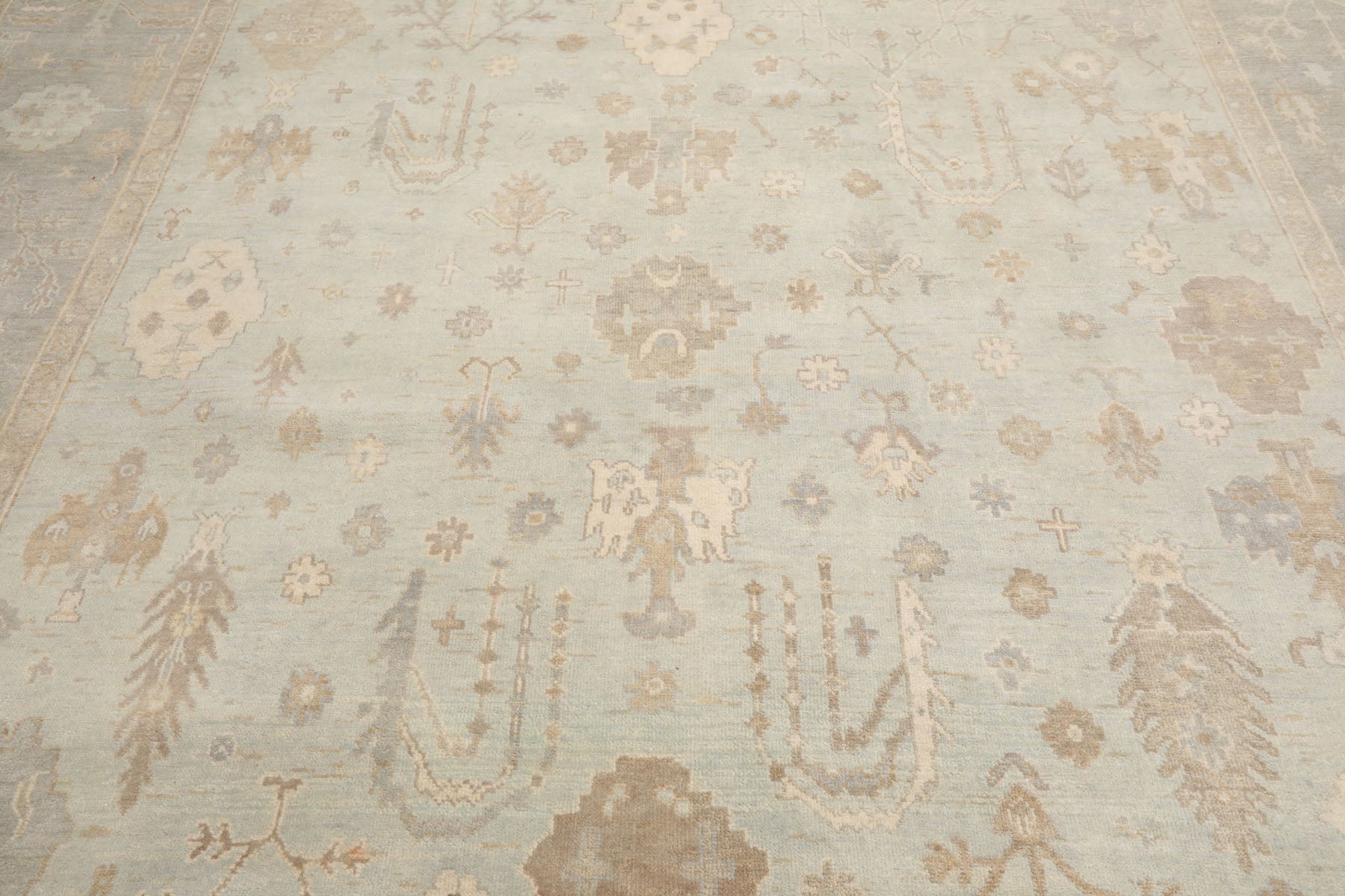 Statesville Hand Knotted Mint Oushak Rug LoomBloom Wool Oriental Stone Wash Design