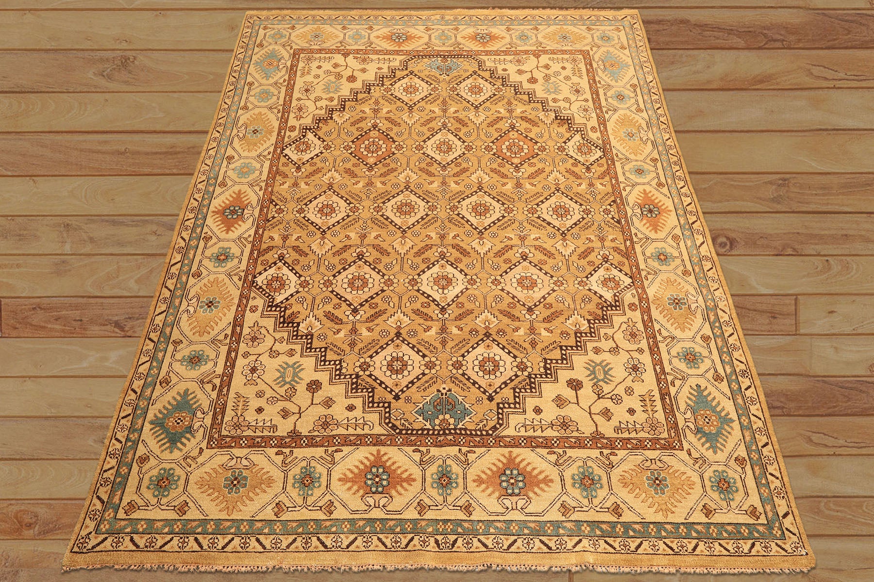 8x10 Caramel, Beige, Brown Color Hand Knotted Oushak Wool Transitional Oriental Rug