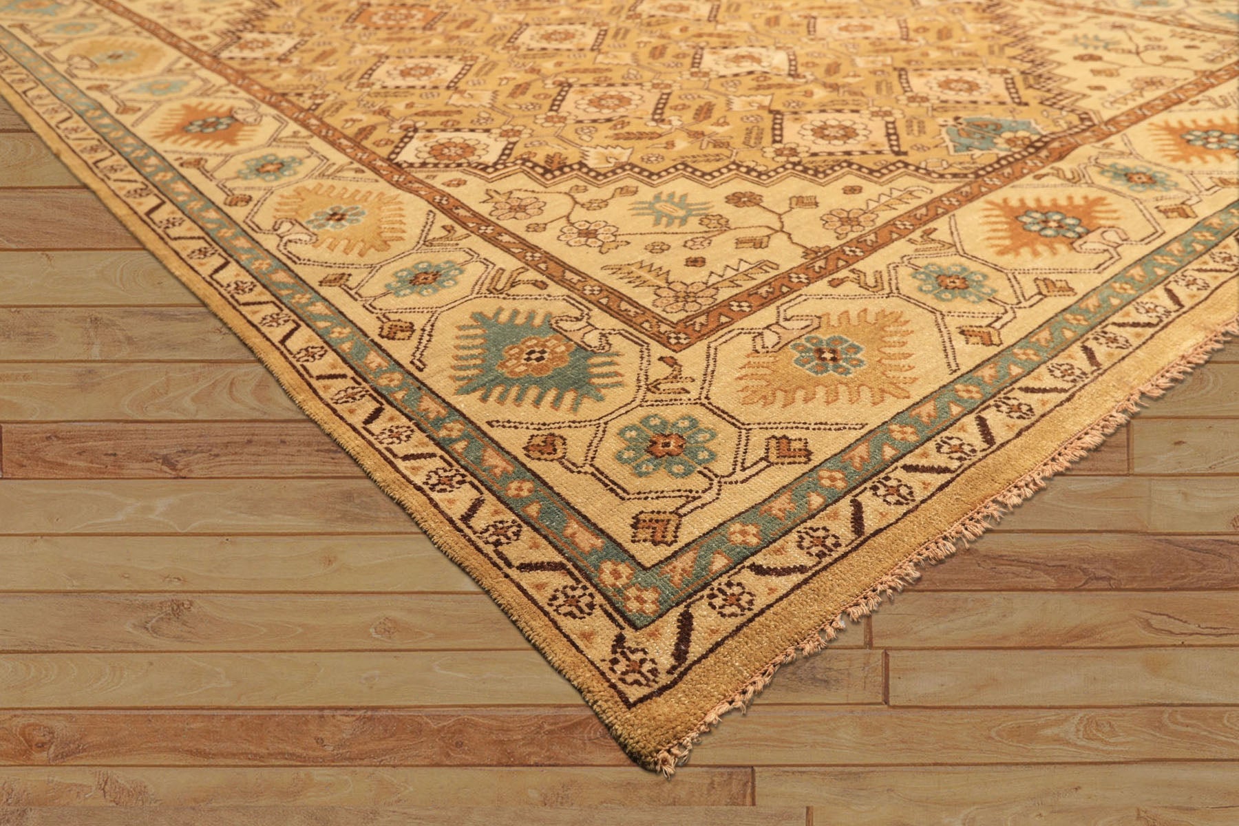 8x10 Caramel, Beige, Brown Color Hand Knotted Oushak Wool Transitional Oriental Rug