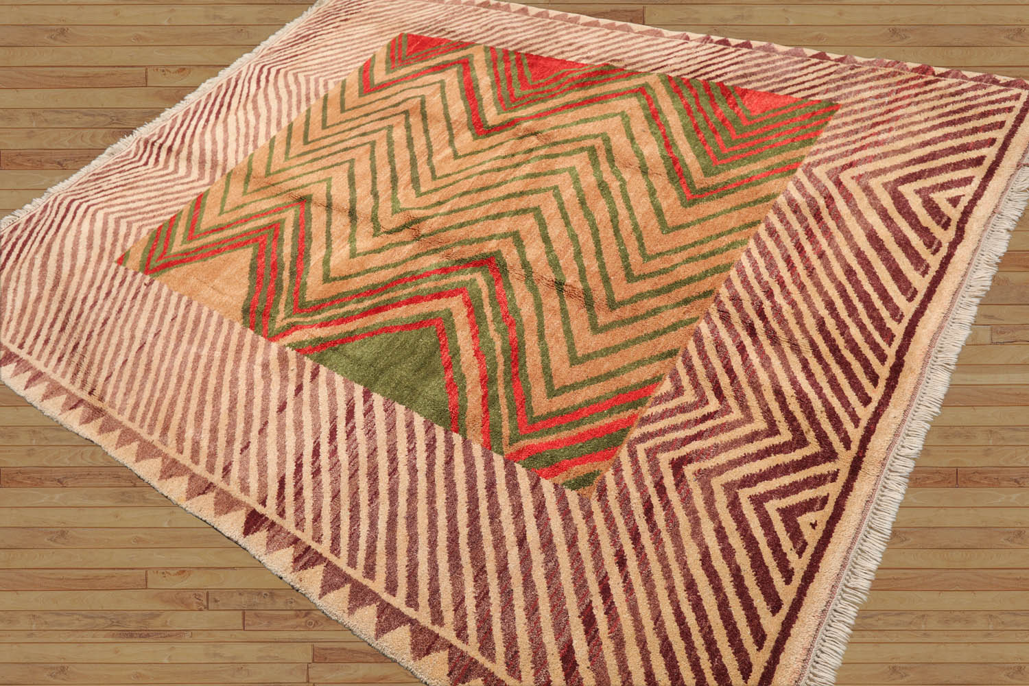 6x9 Beige, Tan, Green Color Hand Knotted All-Over 100% Wool Traditional-Persian/Oriental Oriental Rug