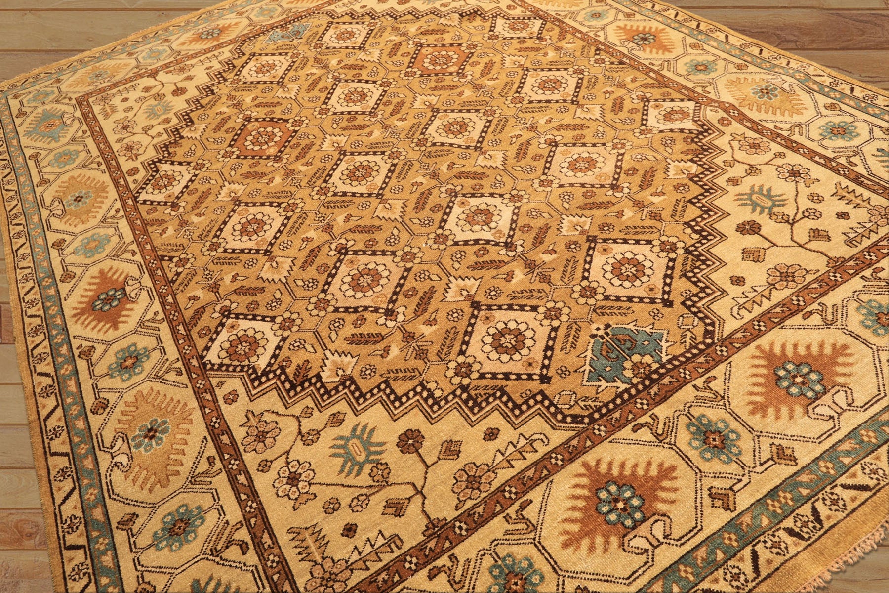 8x10 Caramel, Beige, Brown Color Hand Knotted Oushak Wool Transitional Oriental Rug