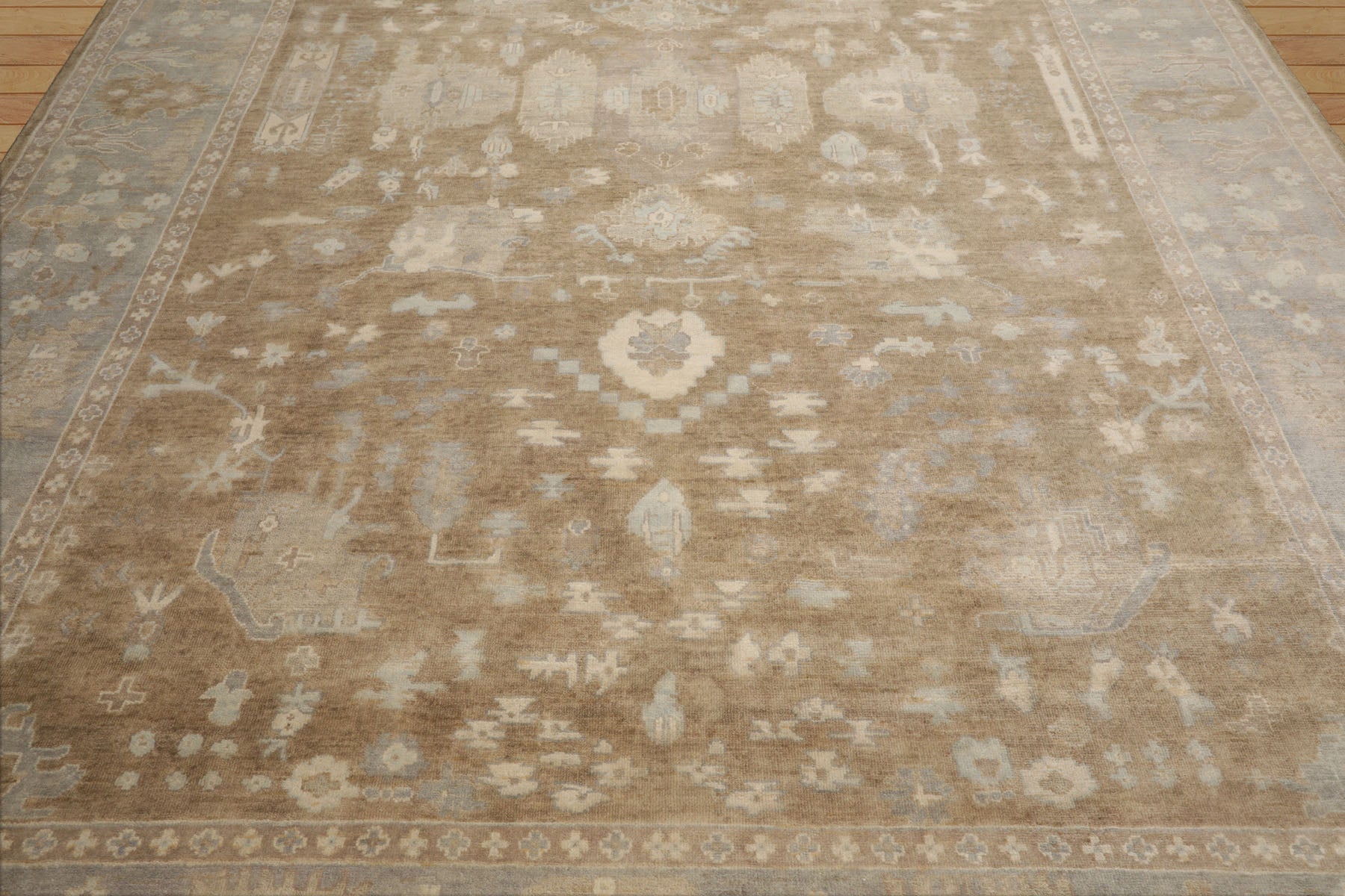 Elynna Hand Knotted Blue Oushak Rug LoomBloom Wool Oriental Stone Wash Design