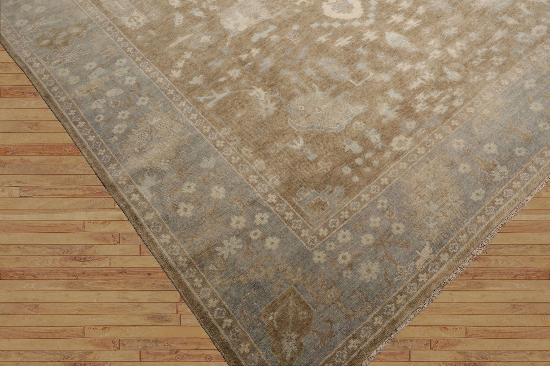 Elynna Hand Knotted Blue Oushak Rug LoomBloom Wool Oriental Stone Wash Design