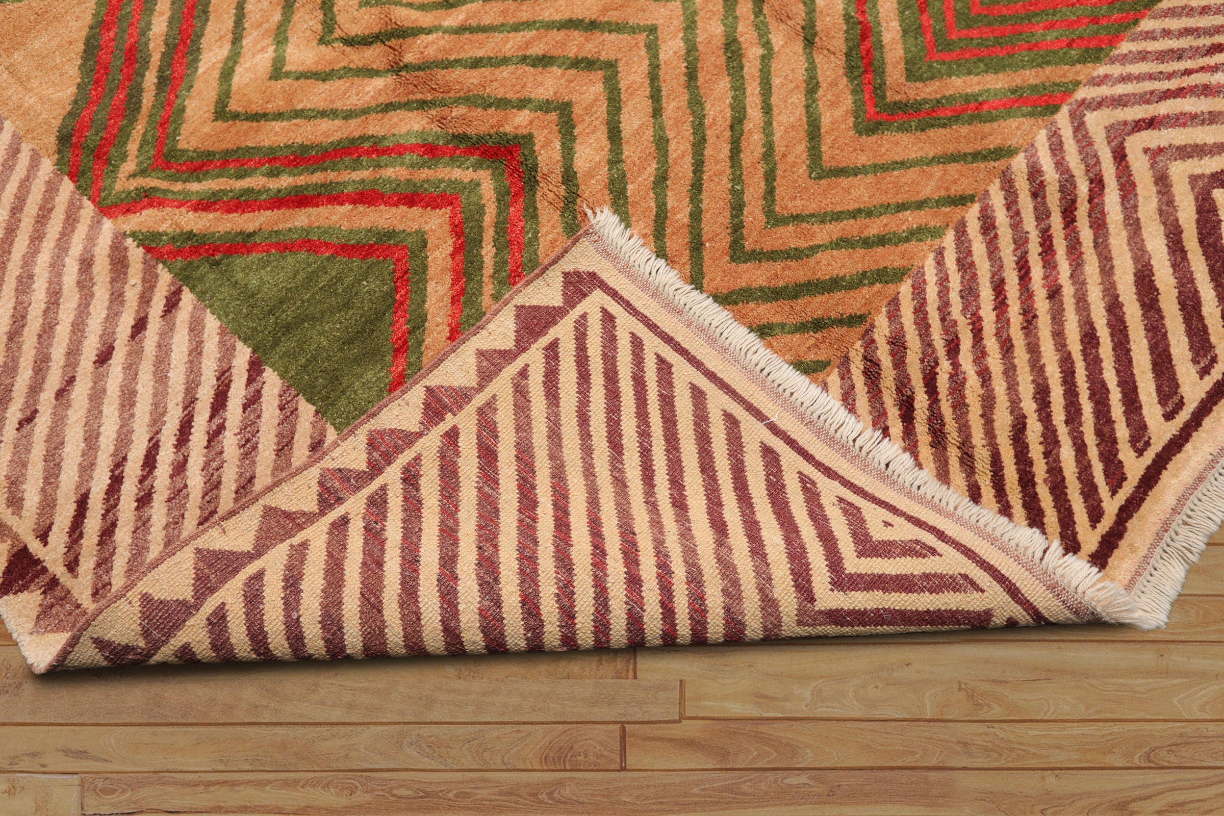 6x9 Beige, Tan, Green Color Hand Knotted All-Over 100% Wool Traditional-Persian/Oriental Oriental Rug