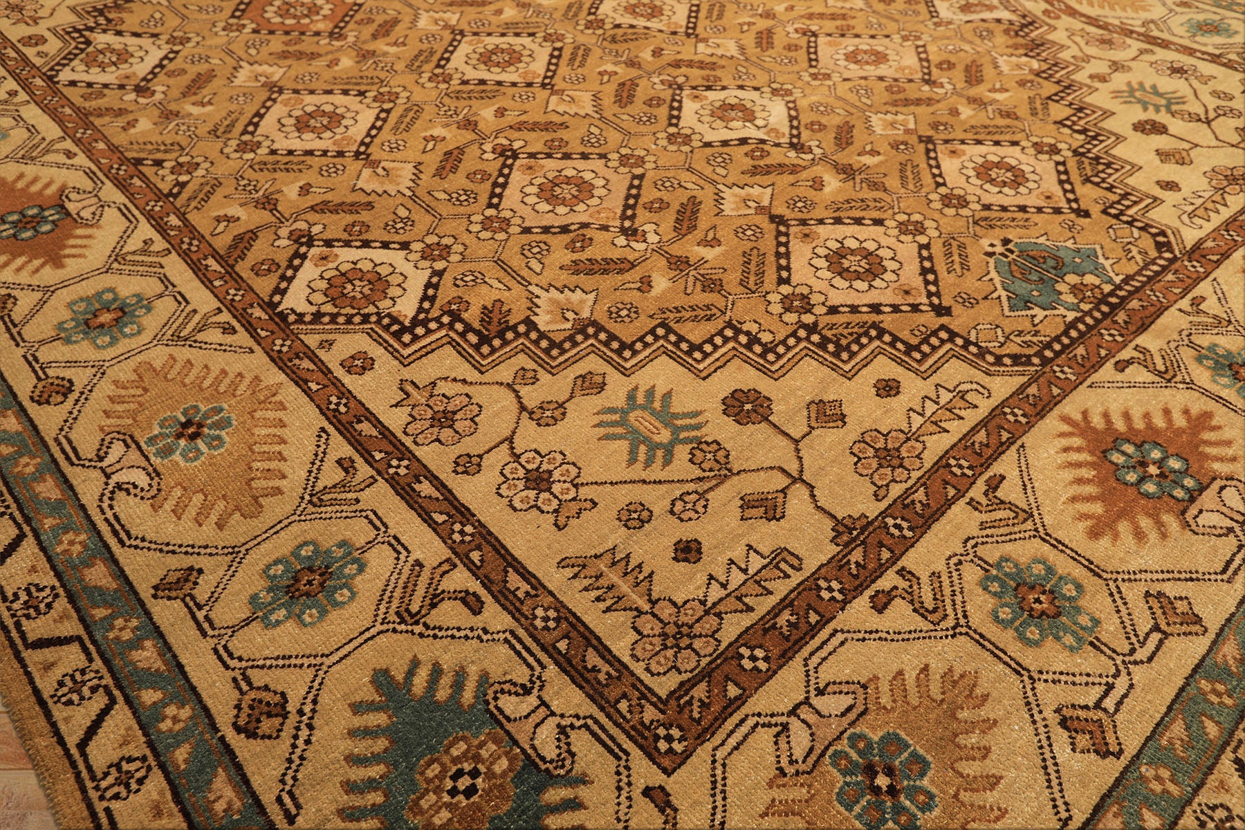 8x10 Caramel, Beige, Brown Color Hand Knotted Oushak Wool Transitional Oriental Rug