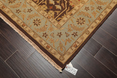 6x9 Brown, Aqua, Beige Color Hand Knotted All-Over 100% Wool Traditional Oriental Rug