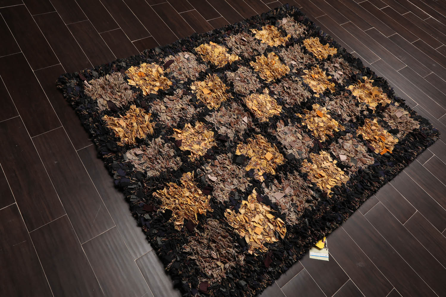 4x6 Black, Gold, Gray Color Hand Made All-Over 100% Wool Hippie Oriental Rug