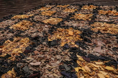 4x6 Black, Gold, Gray Color Hand Made All-Over 100% Wool Hippie Oriental Rug