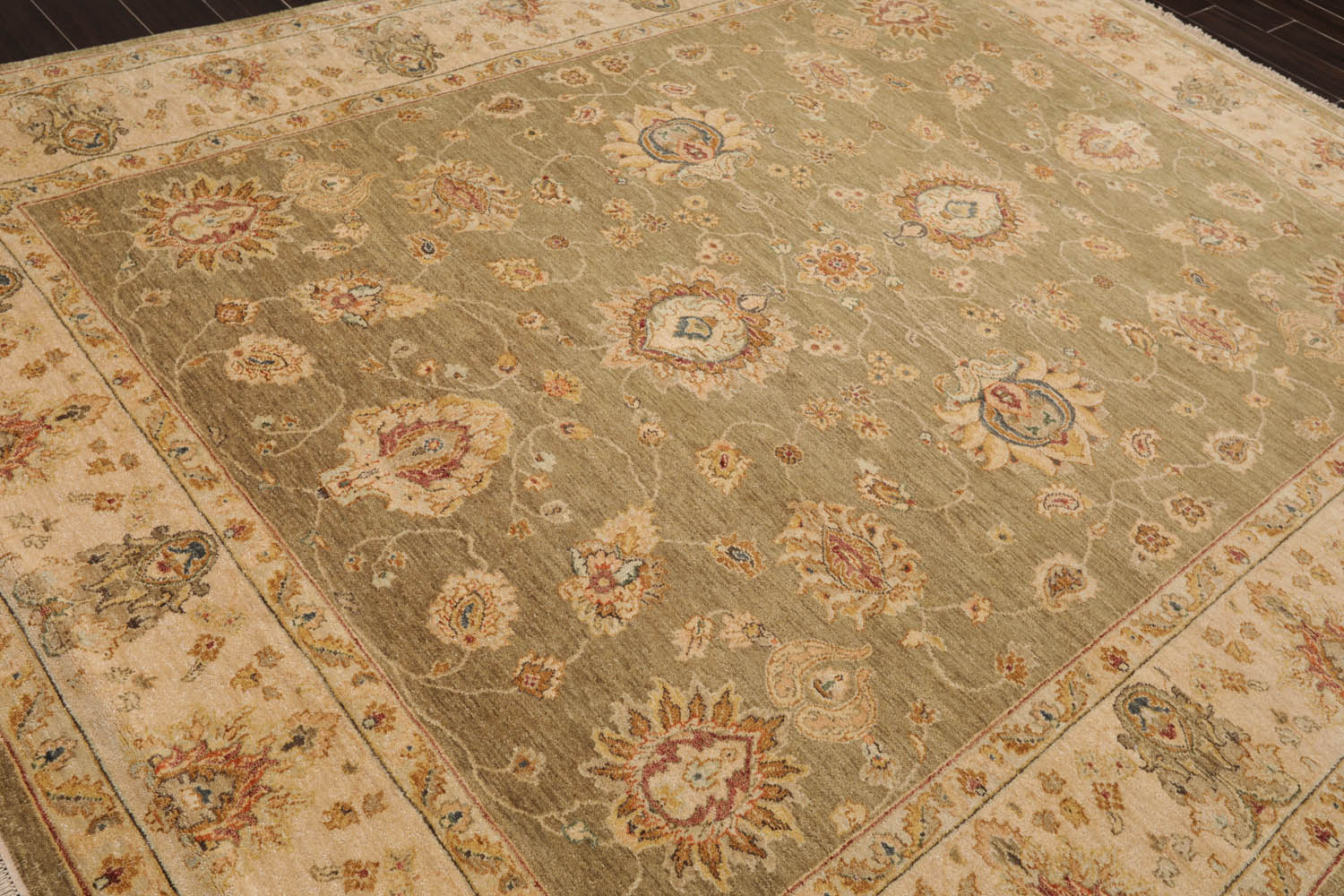 8x10 Pistacchio, Beige, Rust Color Hand Knotted All-Over 100% Wool Traditional-Persian/Oriental Oriental Rug