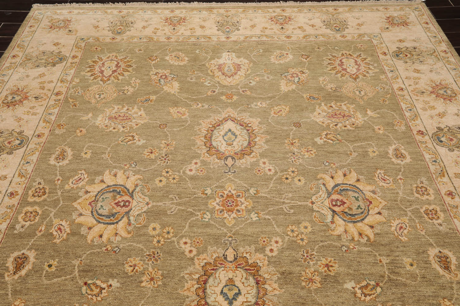 8x10 Pistacchio, Beige, Rust Color Hand Knotted All-Over 100% Wool Traditional-Persian/Oriental Oriental Rug