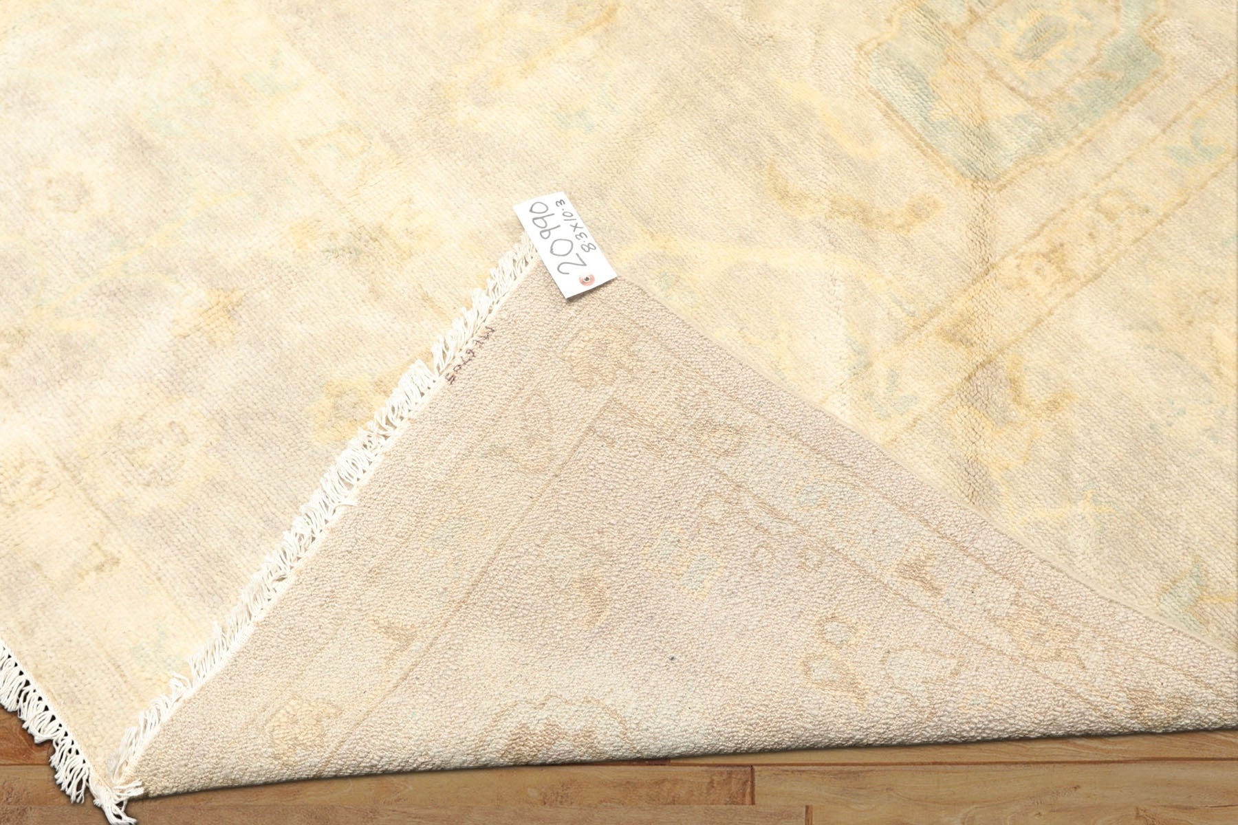8x10 Taupe, Beige, Turquoise Color Hand Knotted Oushak New Zealand Wool Transitional Oriental Rug