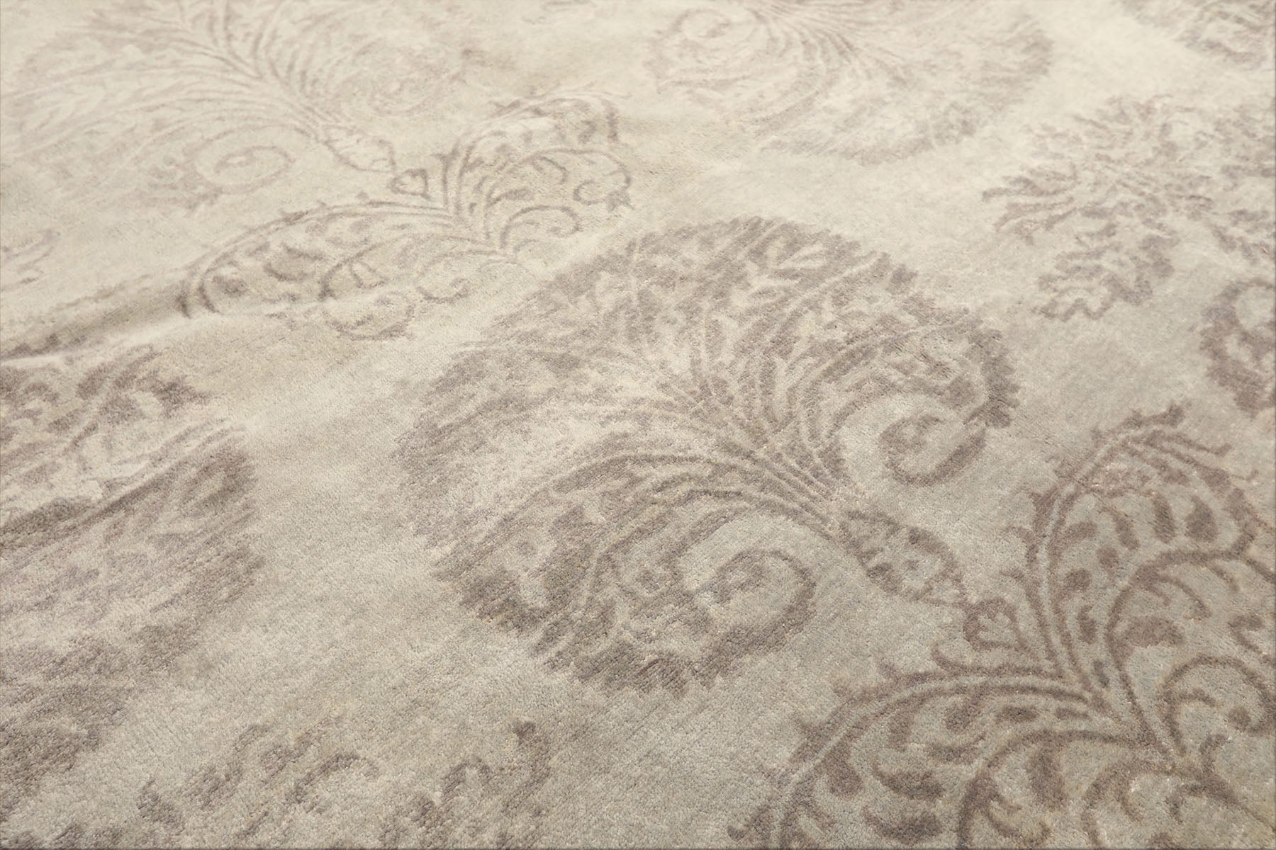 9x12 Gray, Taupe, Color Hand Knotted Oushak Wool Transitional Oriental Rug