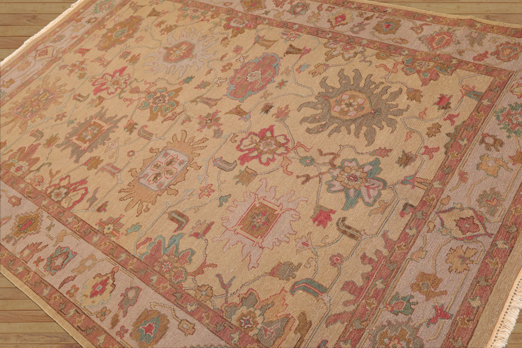 Sugden 100% Wool Tan Traditional Hand Knotted Soumak Nourison Nourmak Oriental Area Rug 6'x8'9"