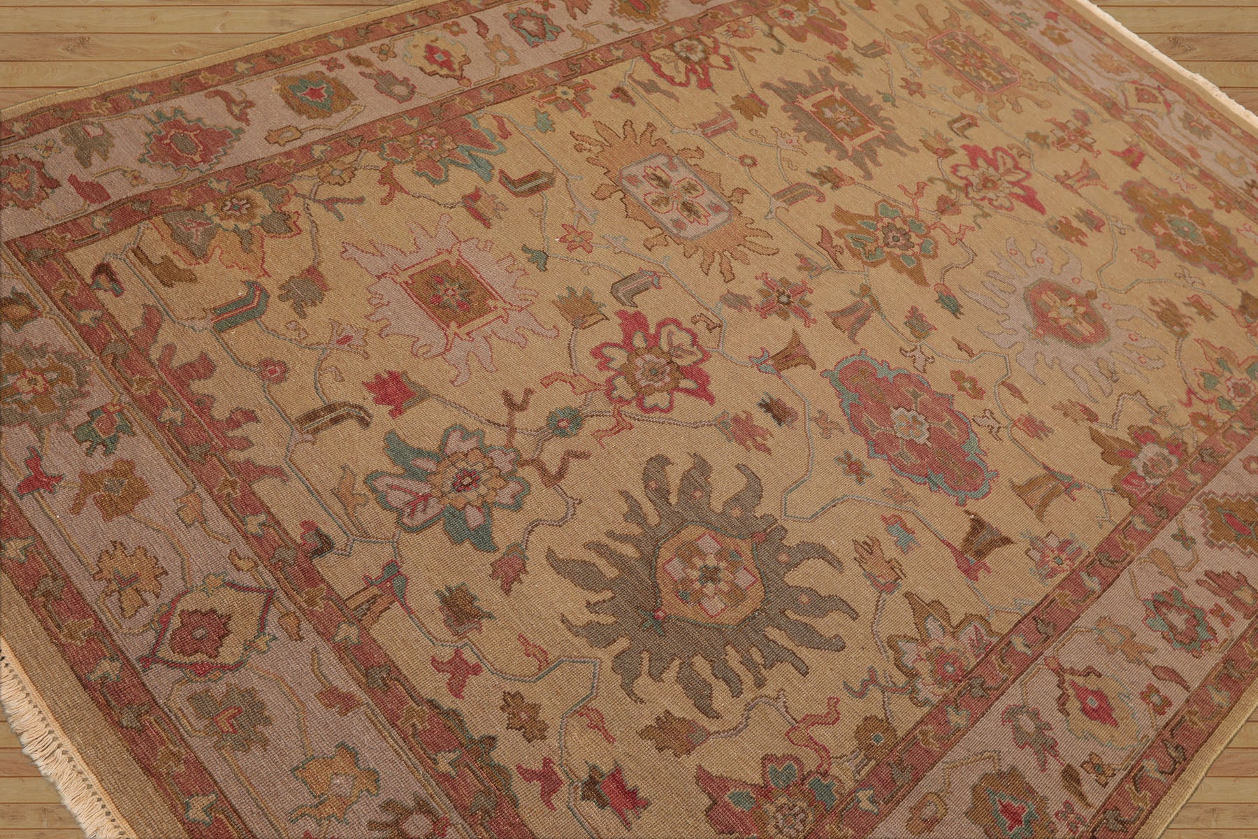 Sugden 100% Wool Tan Traditional Hand Knotted Soumak Nourison Nourmak Oriental Area Rug 6'x8'9"