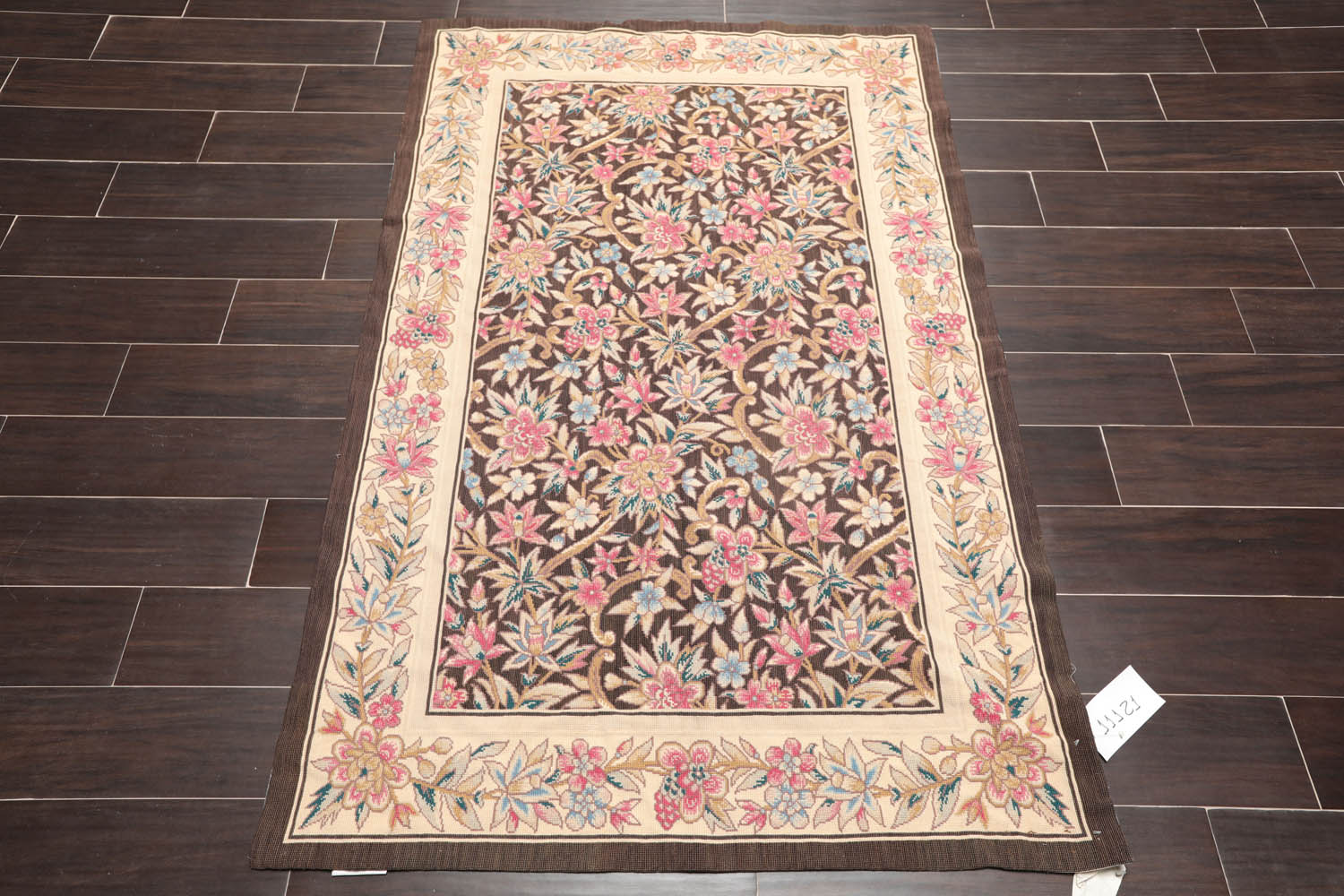 4x6 Brown, Beige, Pink Color Hand Knotted Floral 100% Wool Traditional-European Oriental Rug