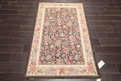 4x6 Brown, Beige, Pink Color Hand Knotted Floral 100% Wool Traditional-European Oriental Rug