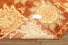 8x10 Caramel, Beige, Celadon Color Hand Knotted Oushak Wool Transitional Oriental Rug