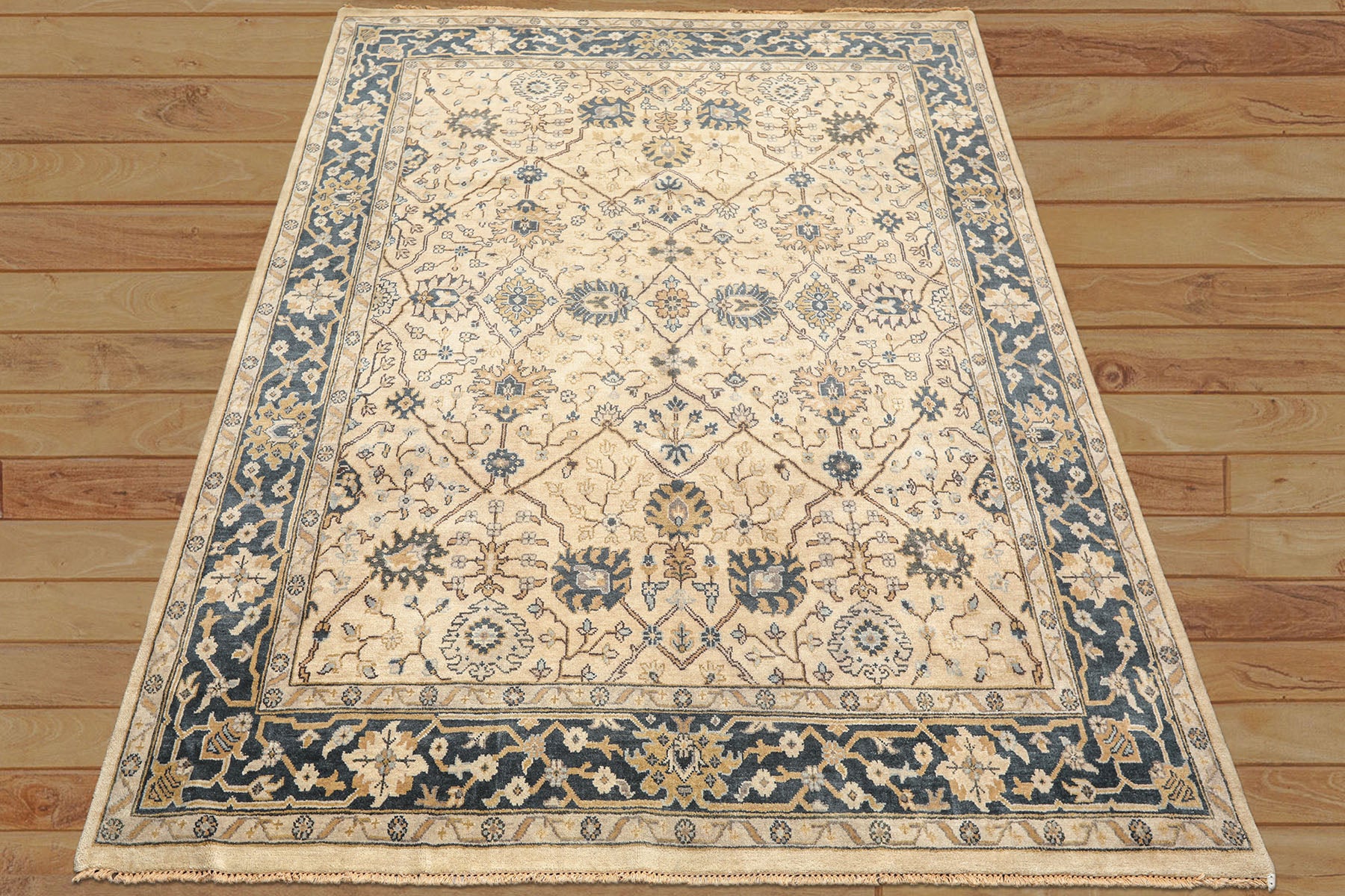 8x10 Beige, Slate, Gray Color Hand Knotted Oushak Wool Transitional Oriental Rug