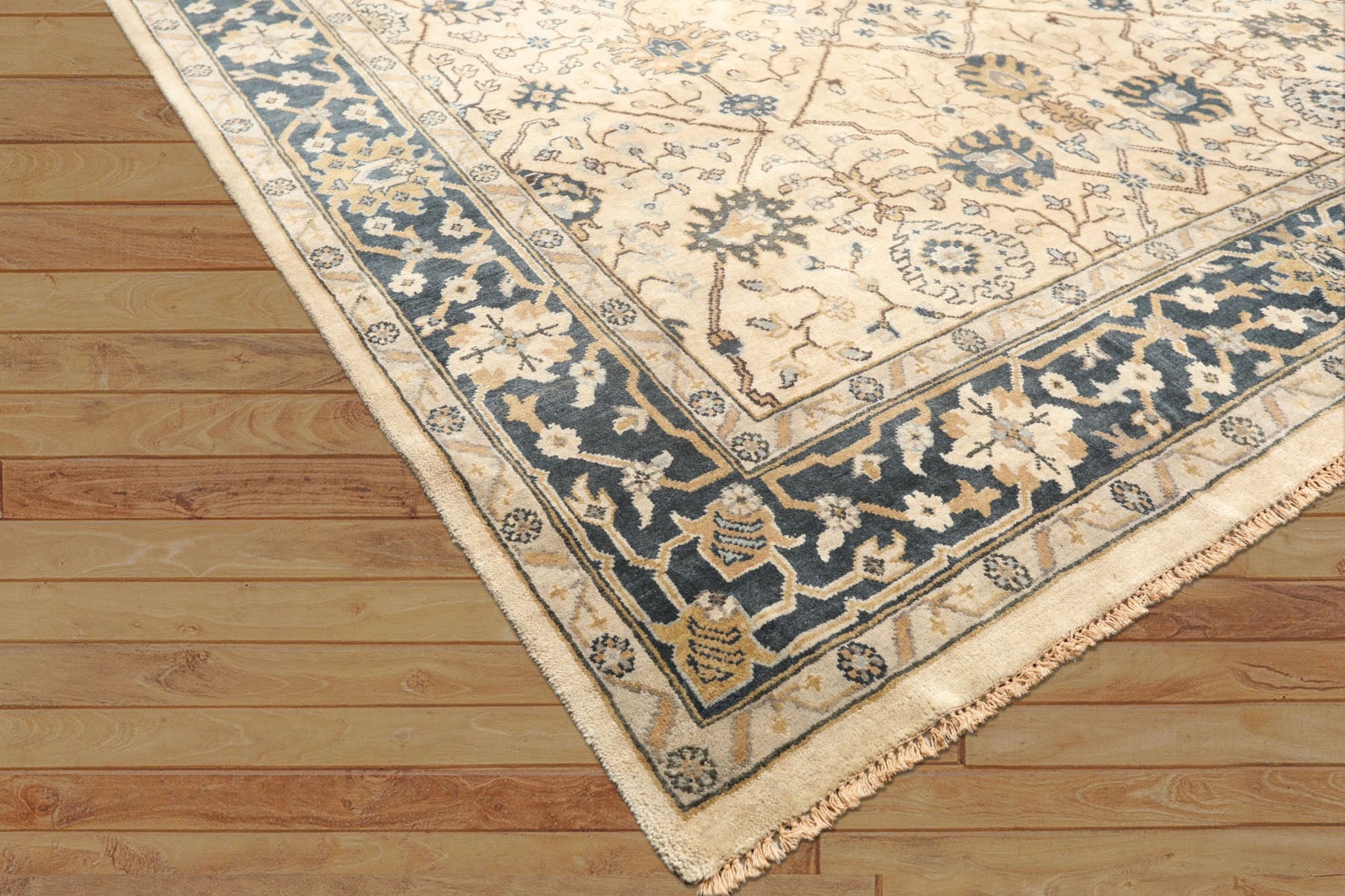 8x10 Beige, Slate, Gray Color Hand Knotted Oushak Wool Transitional Oriental Rug