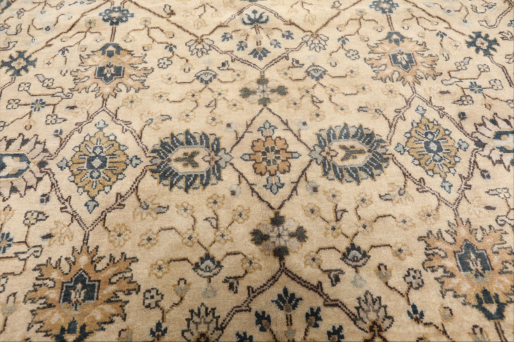 8x10 Beige, Slate, Gray Color Hand Knotted Oushak Wool Transitional Oriental Rug