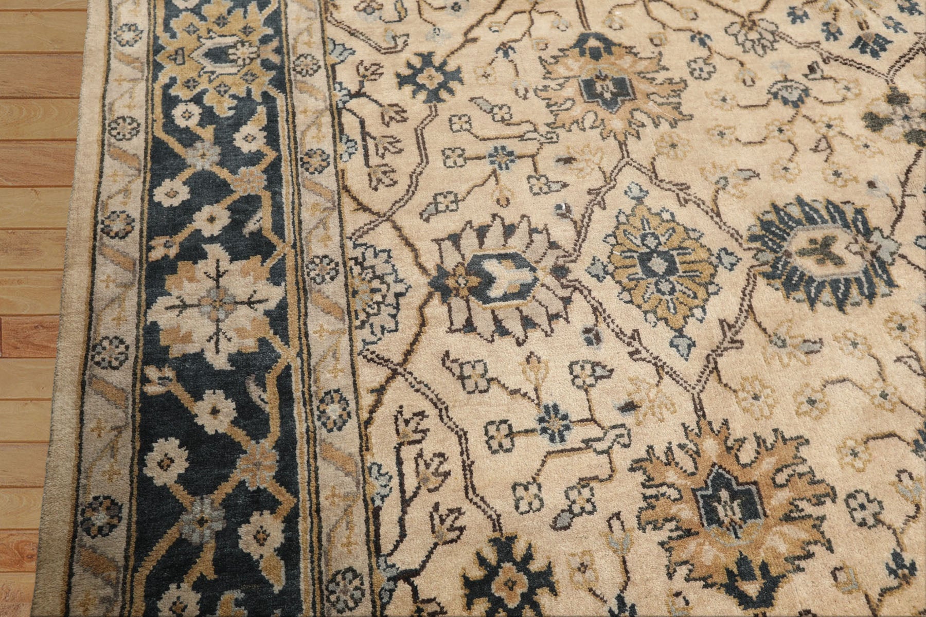 8x10 Beige, Slate, Gray Color Hand Knotted Oushak Wool Transitional Oriental Rug