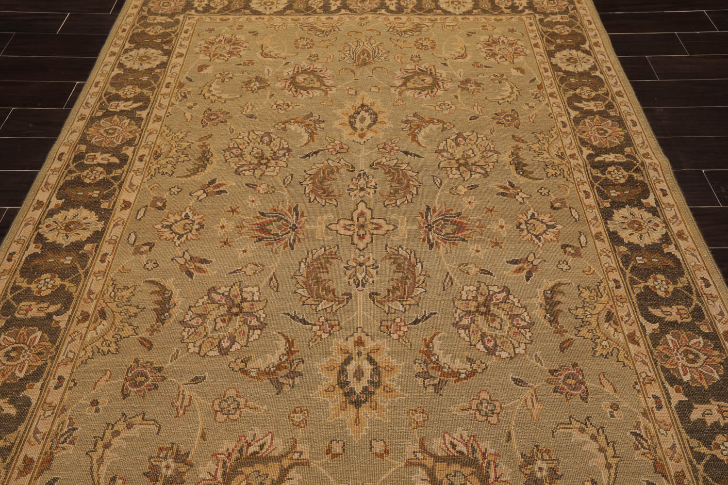 6x9 Champaign, Gray, Brown Color Hand Knotted All-Over 100% Wool Traditional Oriental Rug