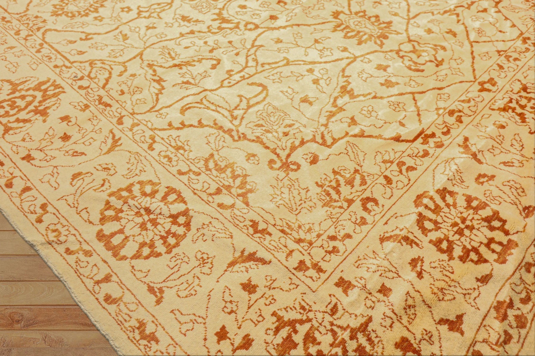 8x11 Ivory, Orange, Color Hand Knotted Pak Persian Wool Transitional Oriental Rug