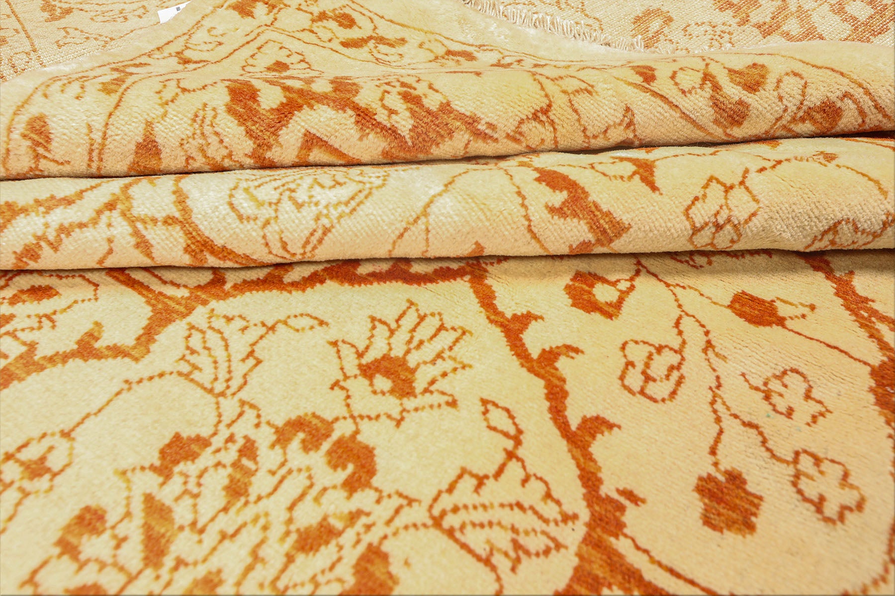 8x11 Ivory, Orange, Color Hand Knotted Pak Persian Wool Transitional Oriental Rug
