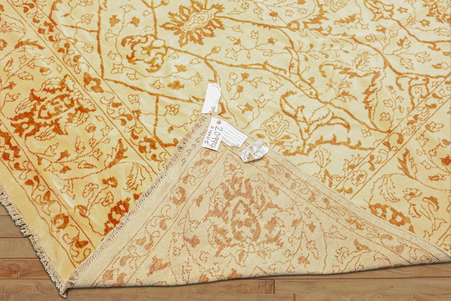 8x11 Ivory, Orange, Color Hand Knotted Pak Persian Wool Transitional Oriental Rug