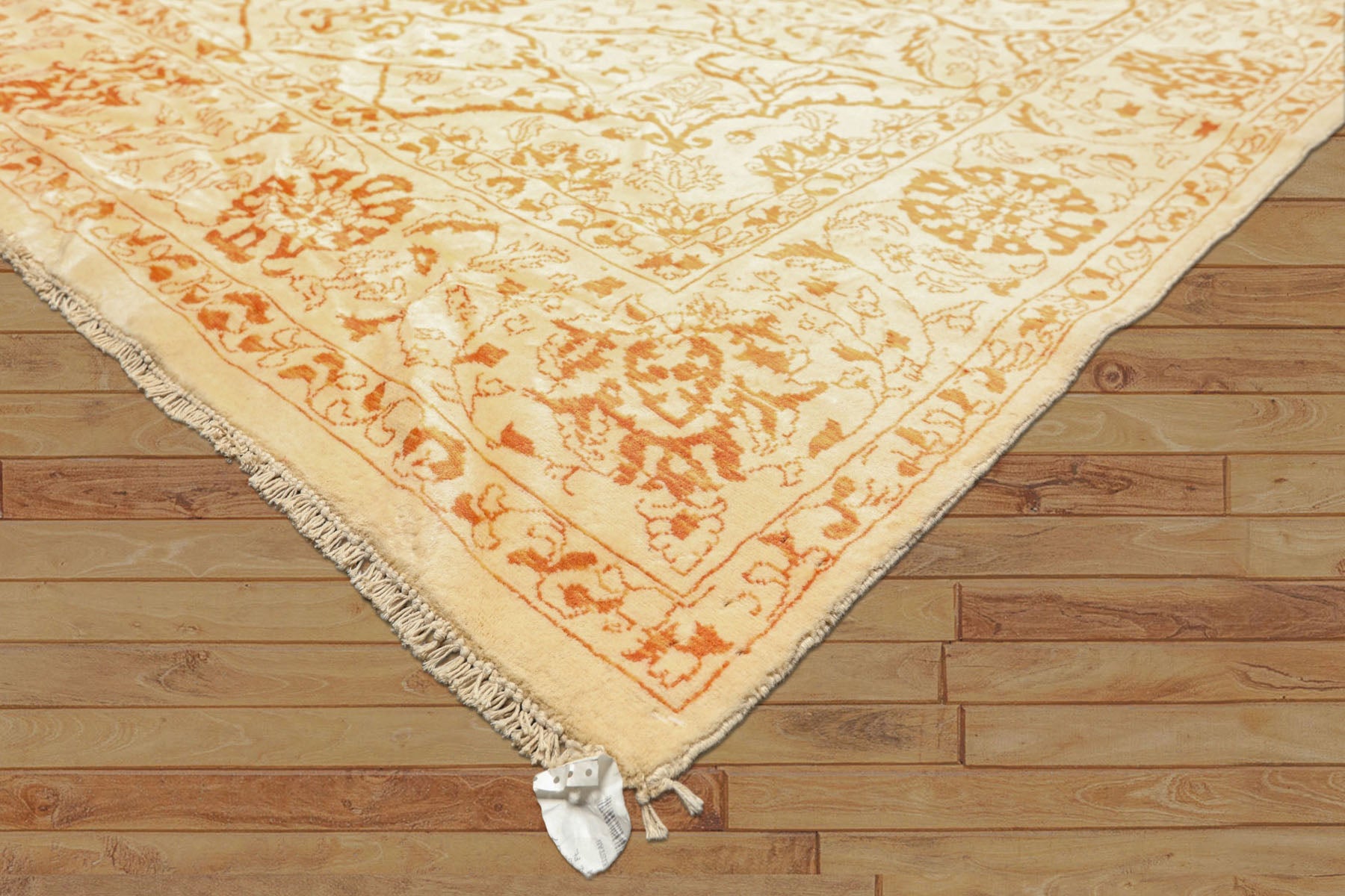 8x11 Ivory, Orange, Color Hand Knotted Pak Persian Wool Transitional Oriental Rug