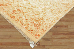 8x11 Ivory, Orange, Color Hand Knotted Pak Persian Wool Transitional Oriental Rug