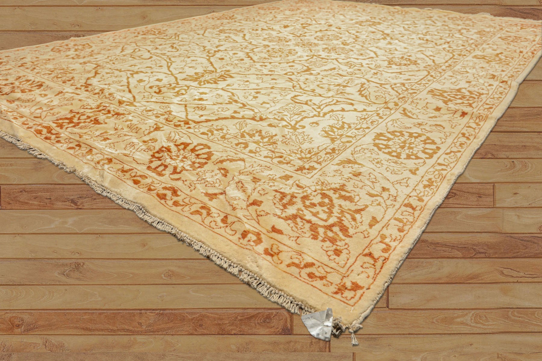 8x11 Ivory, Orange, Color Hand Knotted Pak Persian Wool Transitional Oriental Rug