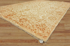 8x11 Ivory, Orange, Color Hand Knotted Pak Persian Wool Transitional Oriental Rug