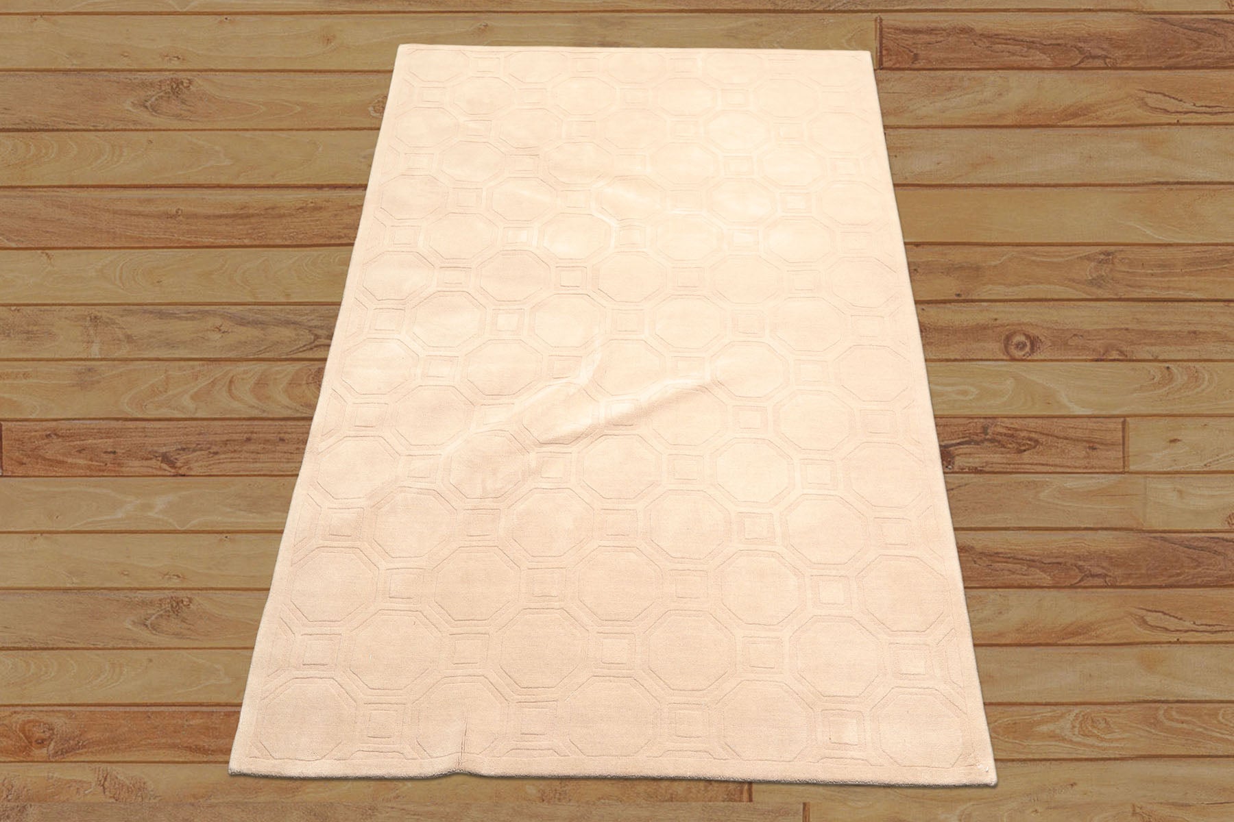 5x8 Tone on Tone Beige, , Color Hand Loomed Tibetan Wool Modern & Contemporary Oriental Rug