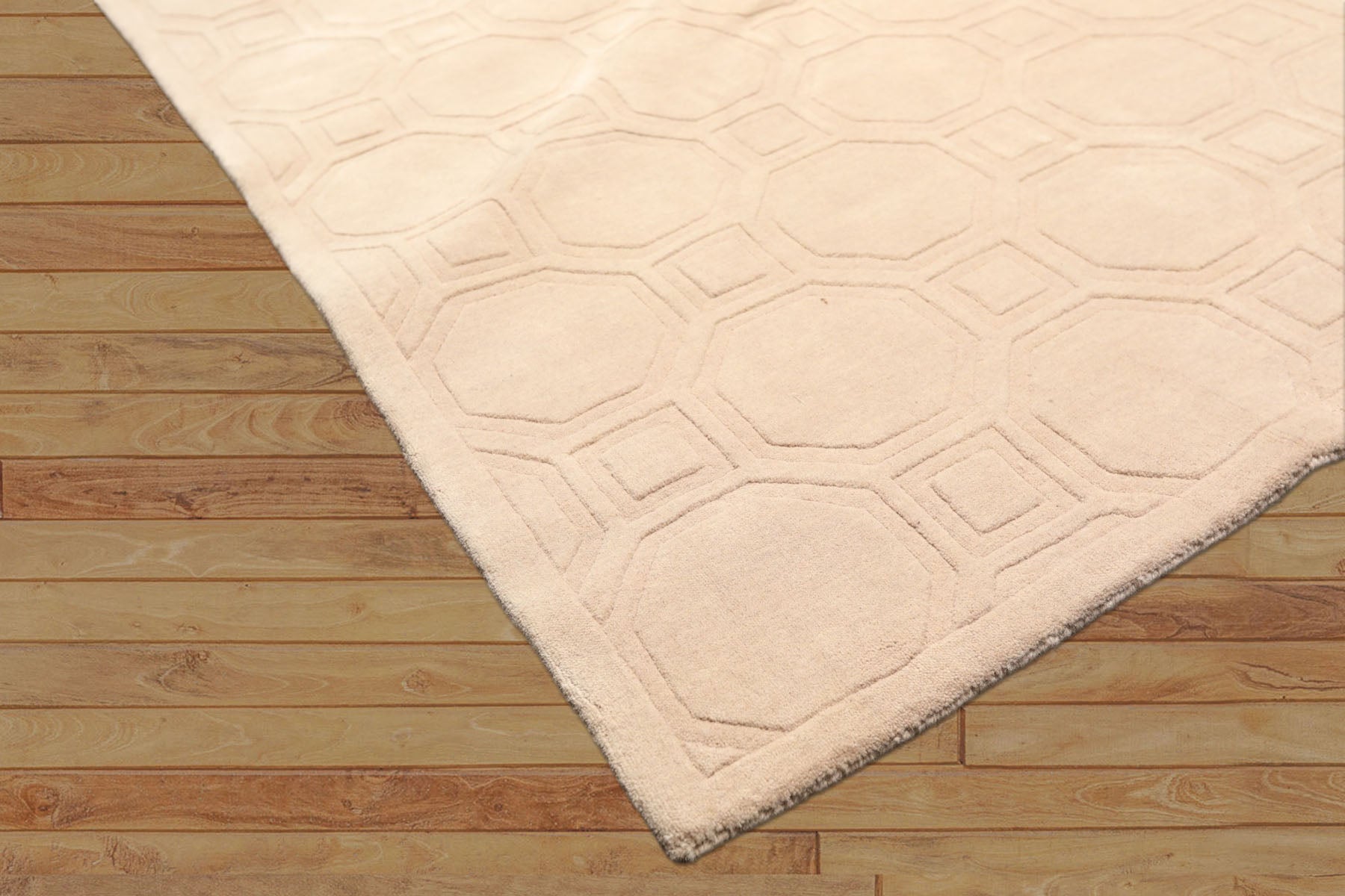 5x8 Tone on Tone Beige, , Color Hand Loomed Tibetan Wool Modern & Contemporary Oriental Rug