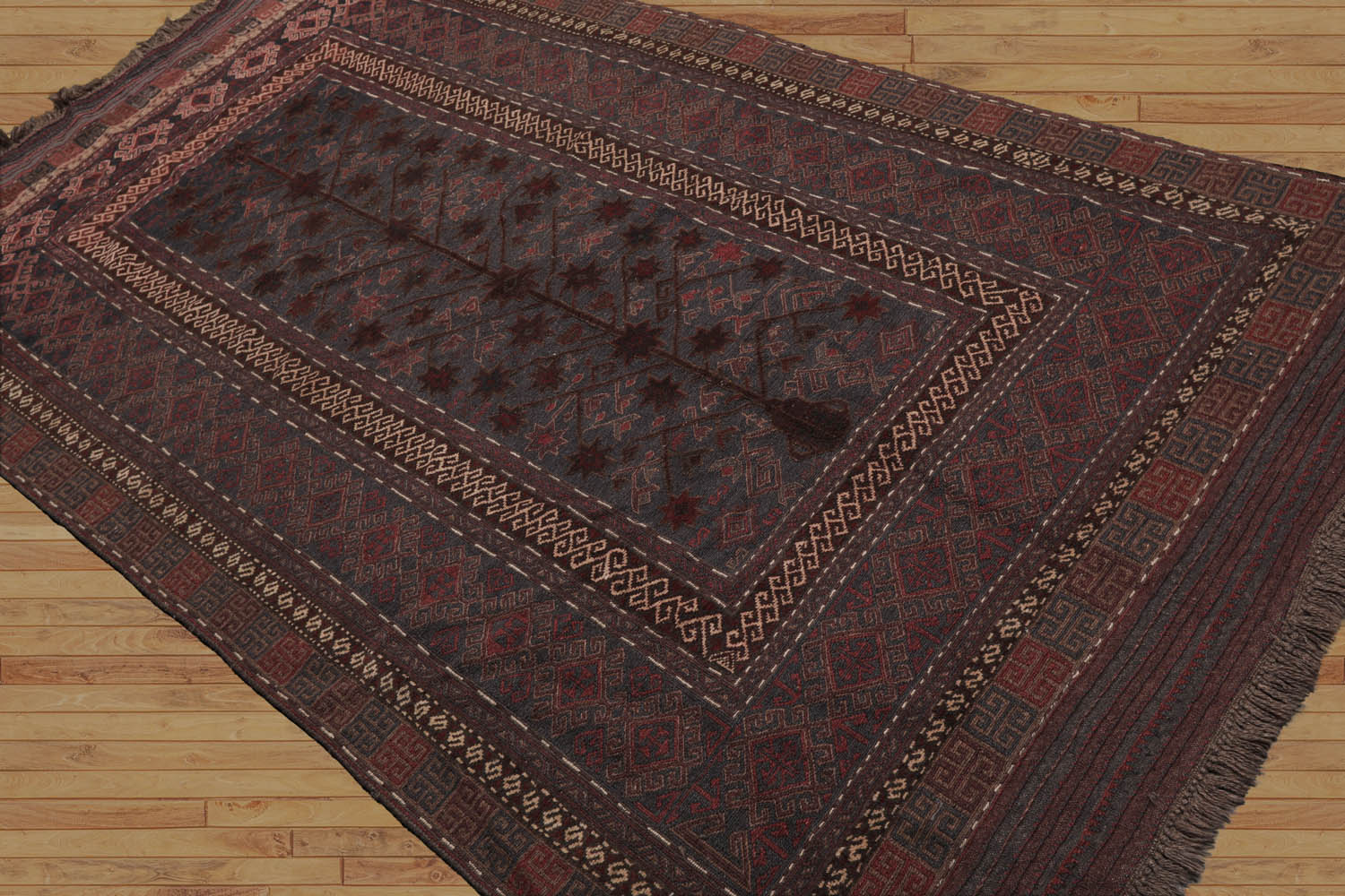 5x7 Gray, Brown, Beige Color Hand Woven All-Over 100% Wool Transitional Oriental Rug