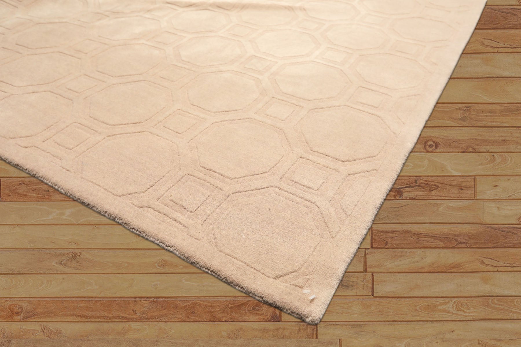 5x8 Tone on Tone Beige, , Color Hand Loomed Tibetan Wool Modern & Contemporary Oriental Rug
