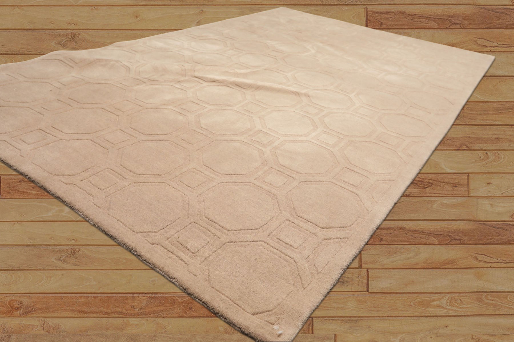 5x8 Tone on Tone Beige, , Color Hand Loomed Tibetan Wool Modern & Contemporary Oriental Rug