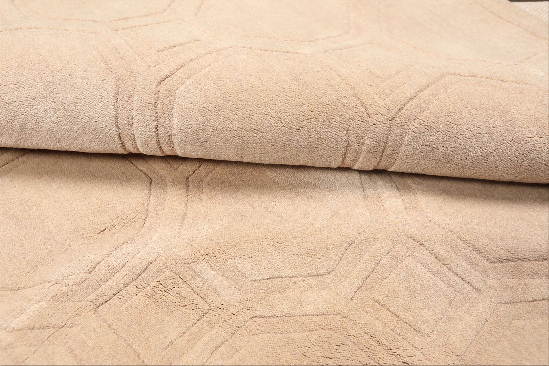 5x8 Tone on Tone Beige, , Color Hand Loomed Tibetan Wool Modern & Contemporary Oriental Rug