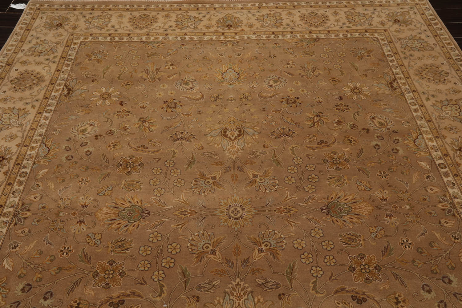8x10 Tan, Brown, Beige Color Hand Knotted All-Over 100% Wool Traditional Oriental Rug