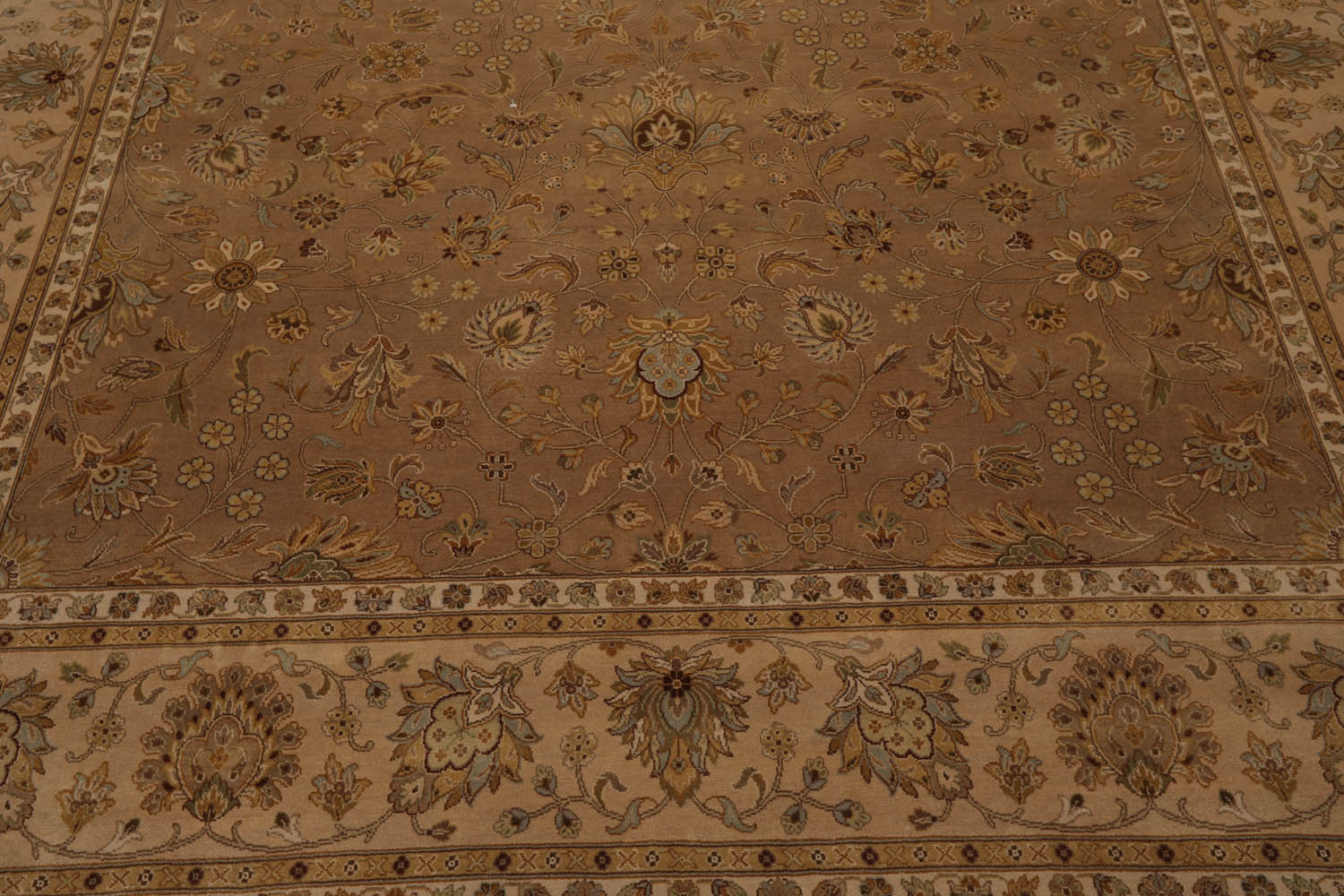 8x10 Tan, Brown, Beige Color Hand Knotted All-Over 100% Wool Traditional Oriental Rug