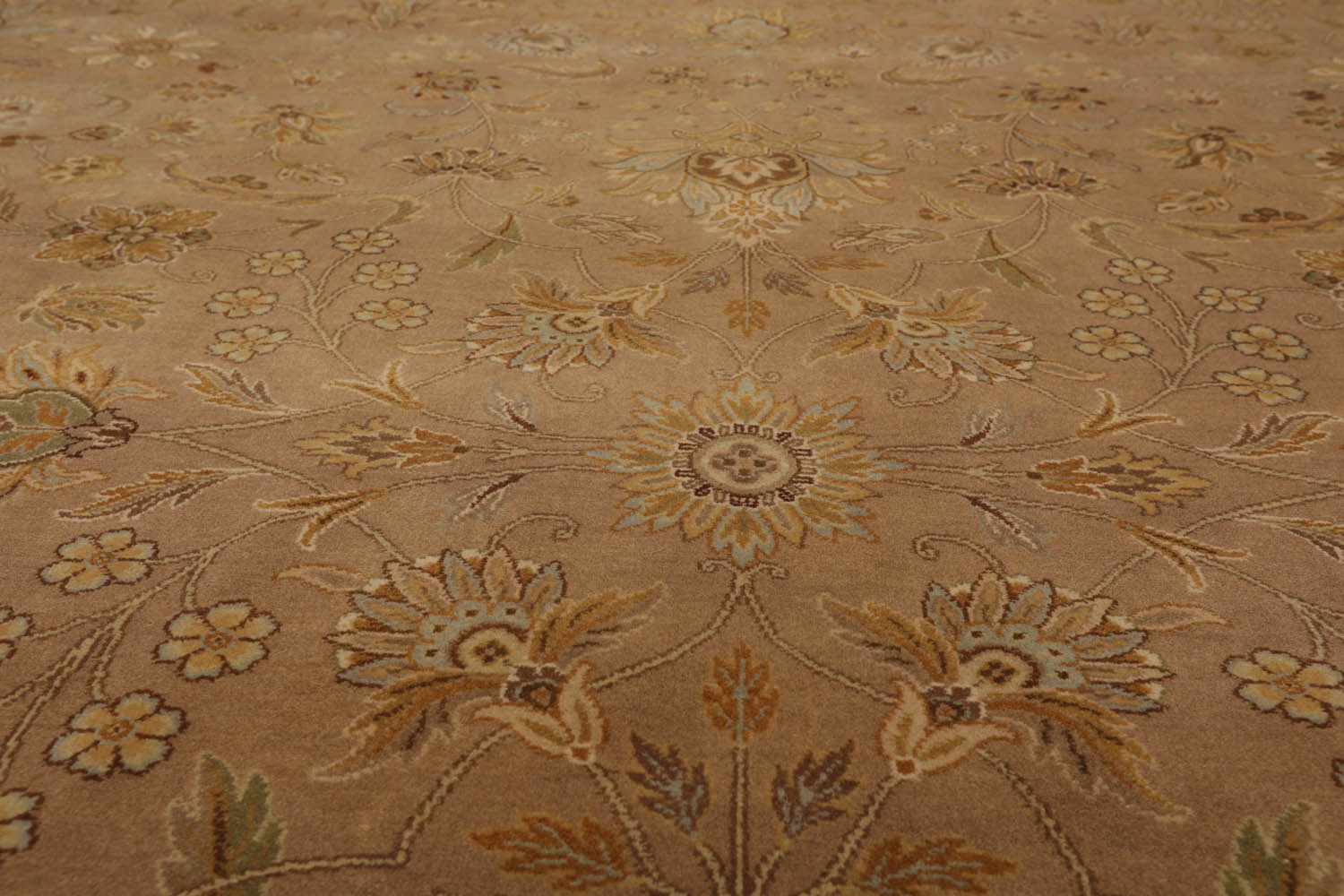 8x10 Tan, Brown, Beige Color Hand Knotted All-Over 100% Wool Traditional Oriental Rug